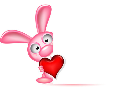 lovely rabbit holds love heart