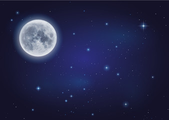 Fototapeta na wymiar Księżyc i rozgwieżdżone niebo