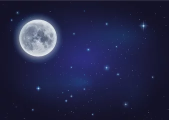 Crédence de cuisine en verre imprimé Ciel Lune et ciel étoilé