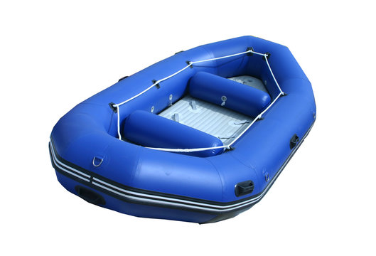 Fototapeta blue inflatable boat