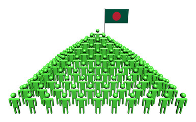 Pyramid of abstract people with Bangladeshi flag illustration