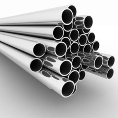 Metal pipes. 3d render  illustration  on the white  background