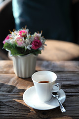 coffee on wood background