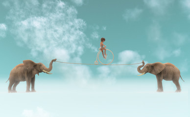 Niño con Bicicleta en una cuerda © Giovanni Cancemi