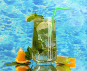 Mojito on blue background