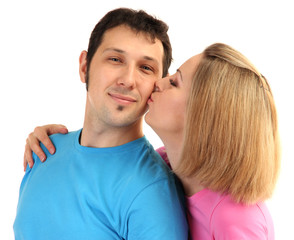 Fototapeta premium Loving couple isolated on white