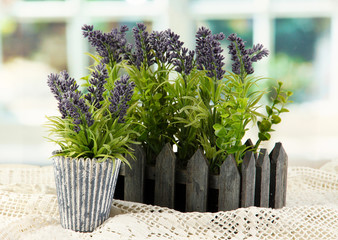 Decorative lavender in wooden box