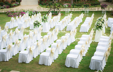 Wedding ceremony in a beautiful garden