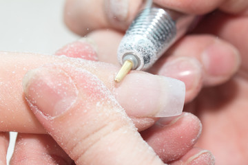 Manicure in process.Closeup