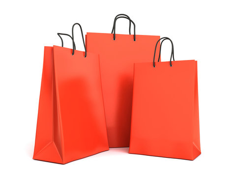 3d render of red shopping bags