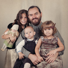 Portrait of large family , studio