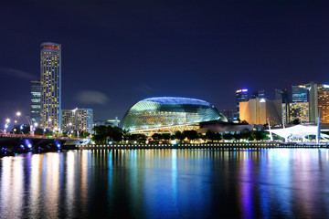 Singapore skyline night - obrazy, fototapety, plakaty