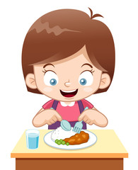 illustration of Cartoon Girl eating