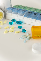Daily pill organizer box with medicine
