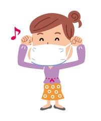 マスクをする女性