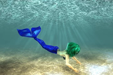 Abwaschbare Fototapete Meerjungfrau Schönes Meerjungfrauenschwimmen