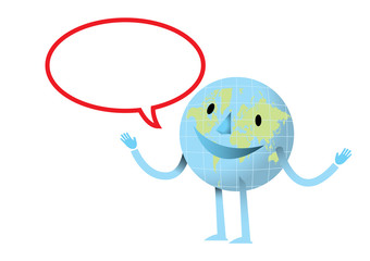 Happy earth with dialog