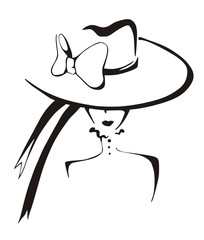Sketch of elegant woman in hat