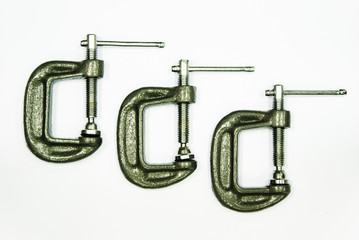 Three C-Clamp on isolated background