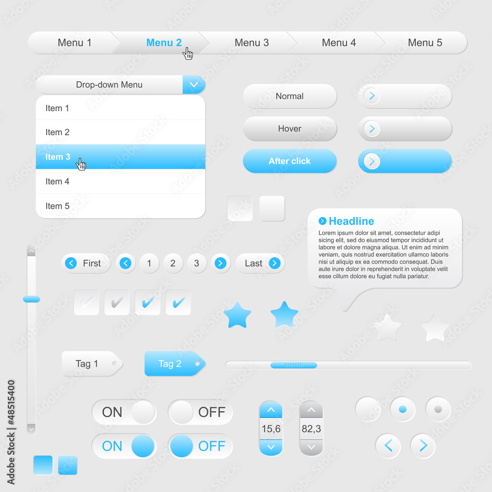 Poster set of web gray/blue elements - vector file