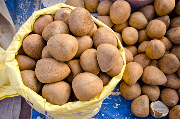 coconuts kernels in Delhi market, India