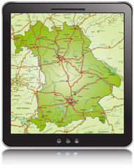 Landkarte von Bayern als Navigationsgerät