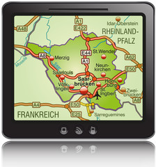 Landkarte von Saarland als Navigationsgerät