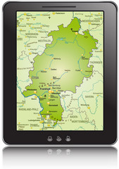 Landkarte von Hessen als Navigationsgerät