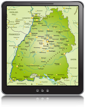 Landkarte von Baden-Württembergals Navigationsgerät