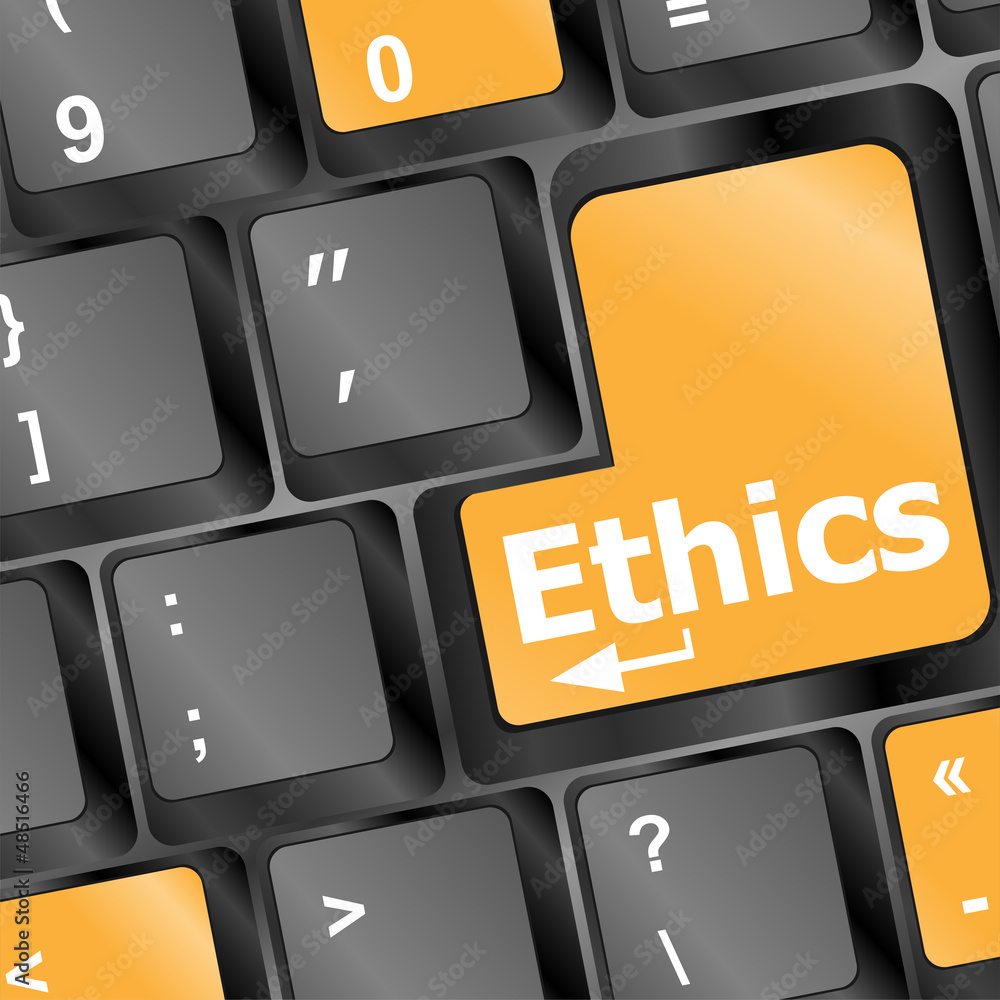 Aufkleber a keyboard with a key reading ethics