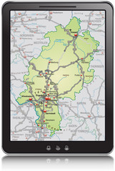 Landkarte von Hessen als Navigationsgerät