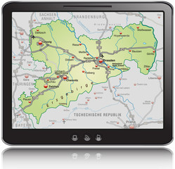 Landkarte von Sachsen als Navigationsgerät