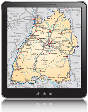 Landkarte von Baden-Württembergals Navigationsgerät
