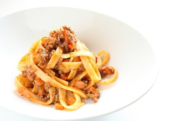 italian cuisine, meat sauce and fettuccine