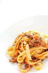 italian cuisine, meat sauce and fettuccine
