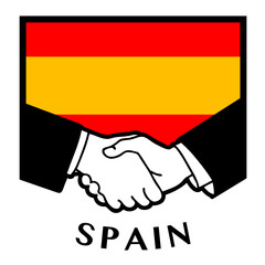 Spain flag and business handshake, vector illustration