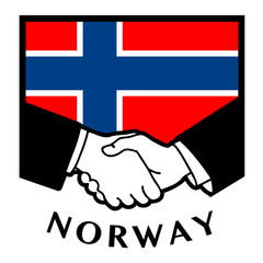 Norway flag and business handshake, vector illustration