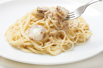 帆立のクリームパスタ
