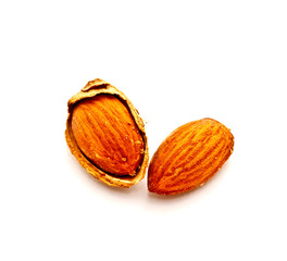 almond nuts on white background