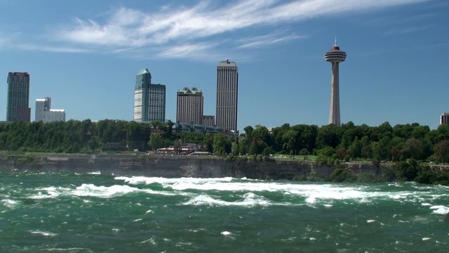 View of the Niagara Falls city (Ontario, Canada) through  River