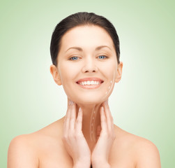 face and hands of beautiful woman