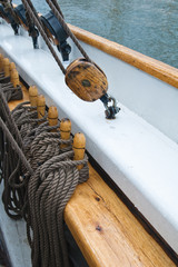 Pulley attached to the ship's deck