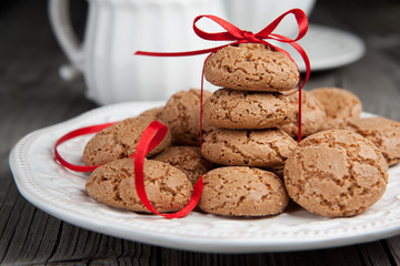 Tasty cookies on wooden background