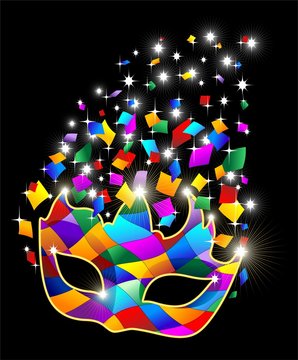 Maschera Arlecchino Brillante-Glitter Harlequin Mask-Vector