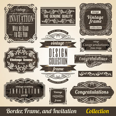 Calligraphic Element Border Corner Frame et Invitation Collecti