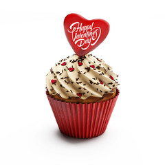Isolated cupcake for Valentine's Day love celebration