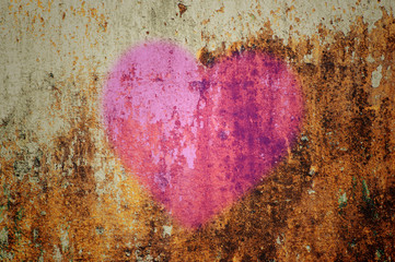 heart on grunge wall