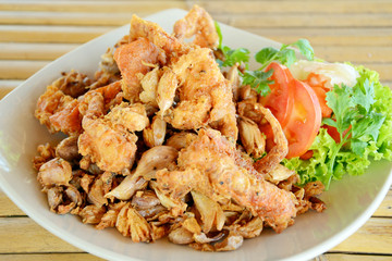 Fried Soft Shell Crab with Garlic.