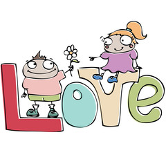 valentine's day card , funny cartoon couple in love