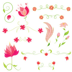 Vector set of flowers. Floral elements